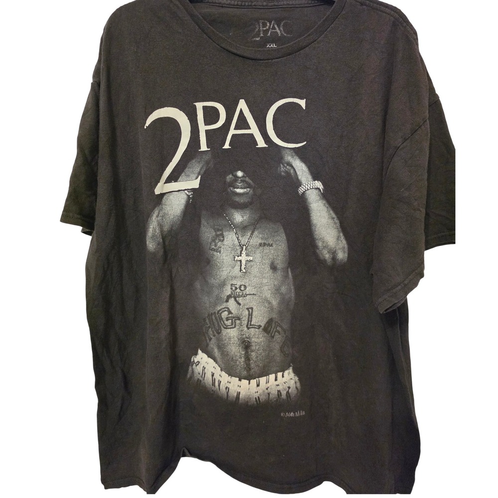 2Pac Tupac Shakur Graphic T-Shirt Mens XXL Black Hip Hop Rap Tee 100% Cotton